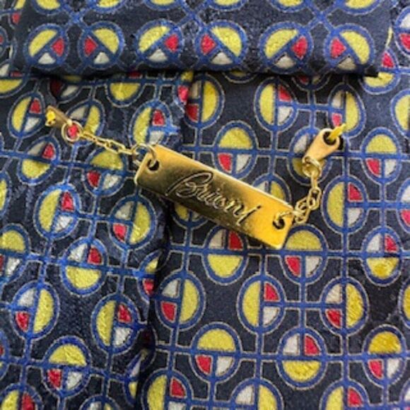Brioni Blue/Yellow/Red Geometric Pattern Designer Tie - Picture 9 of 10
